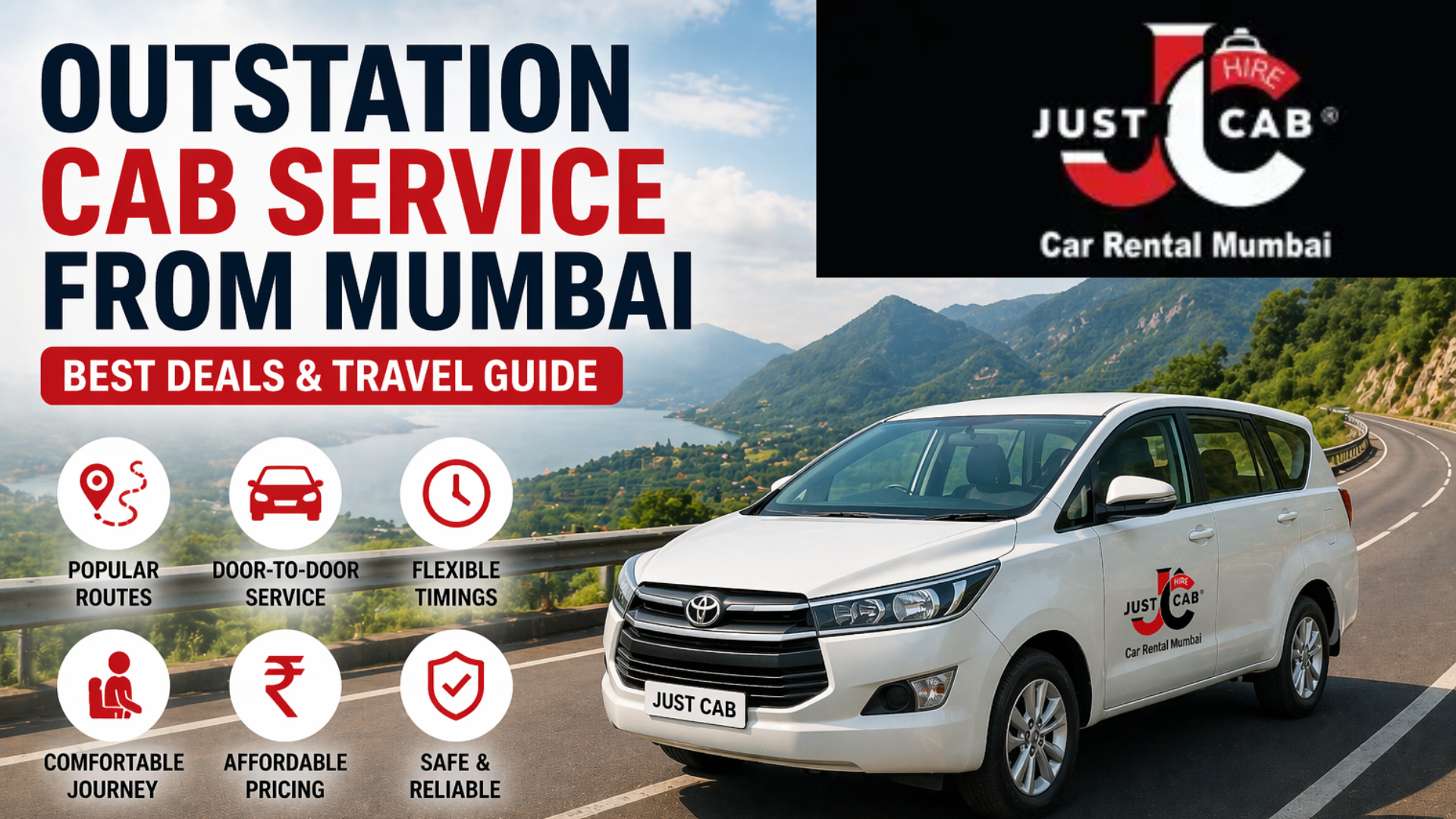 Outstation cab from Mumbai on highway with scenic view