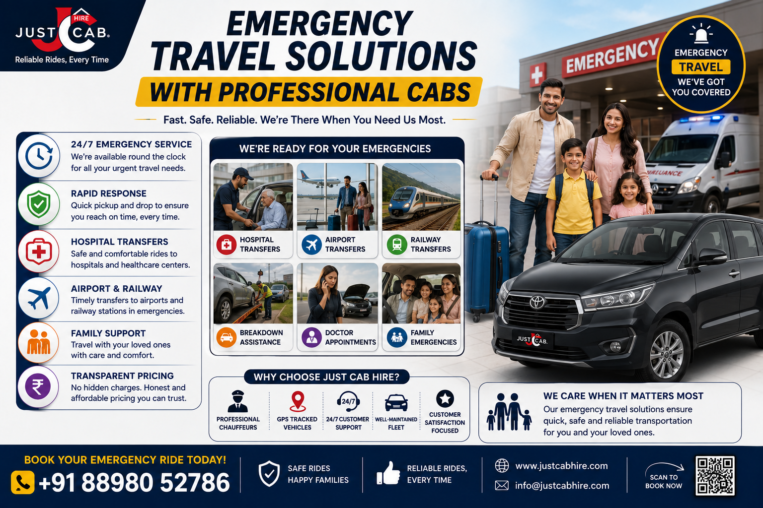 Emergency Travel Solutions with Professional Cabs | Reliable 24/7 Cab Services